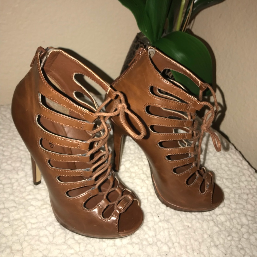 Brown Caged Heels